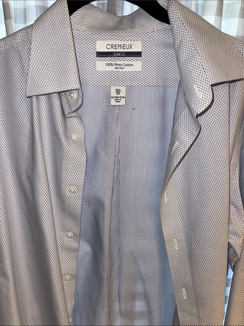 Daniel Cremieux Slim Fit Light Blue Patterned Pima Cotton Button-Down Shirt Suit